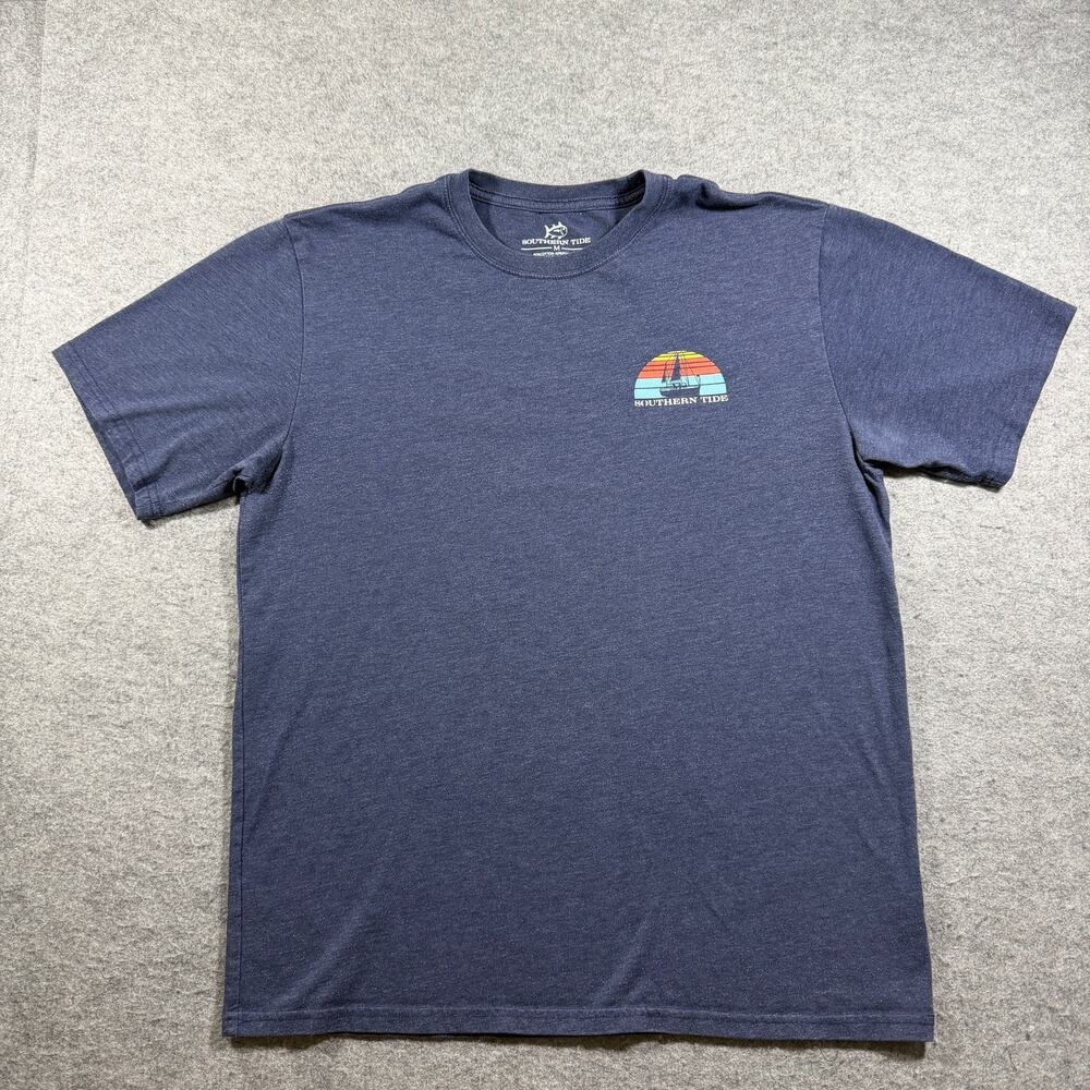 Southern Tide T Shirt Mens M Navy Sailboat Sunset Graphic Coastal Preppy